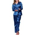 thumbnail image 2 of ZSQDM Underwear for Women, Women's Nightgown âLong Pajama Nightwear Women Sleepwear Robe Set New Underwear Suit Satin Pajamas Women âLong Loose Pajama Sets Blue L, 2 of 9