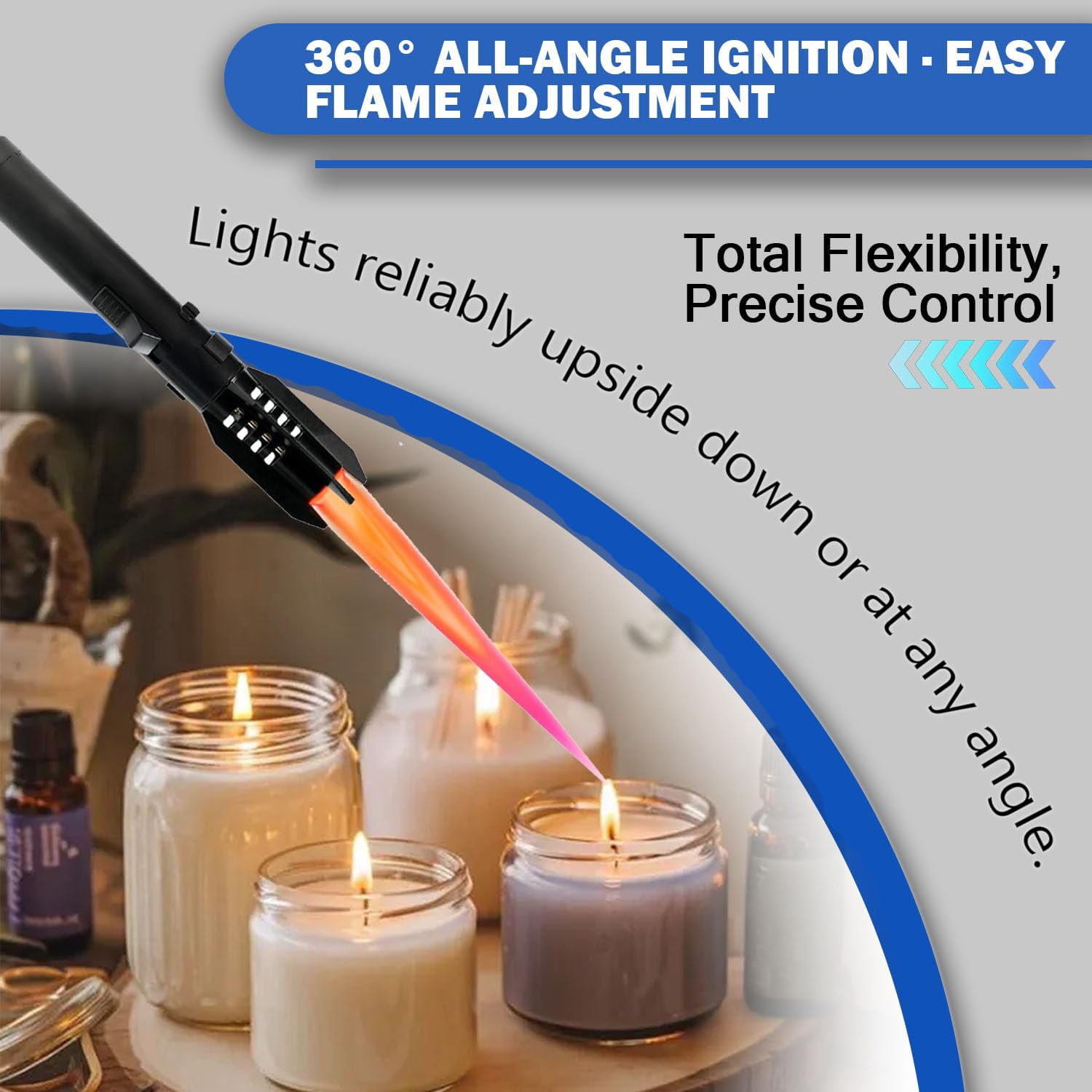 Plasma Lighter, Torch Lighter - Electric Adjustable Windproof Straight Flame with Safety Lock for Candles BBQ
