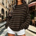 thumbnail image 6 of MYAOYI Womens Oversized Striped Sweater Crew Neck Drop Shoulder Knit, 6 of 8