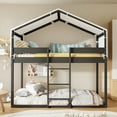 thumbnail image 2 of Bed Frame Twin Over Twin Wood Bunk Bed with Tent, Espresso, 2 of 8
