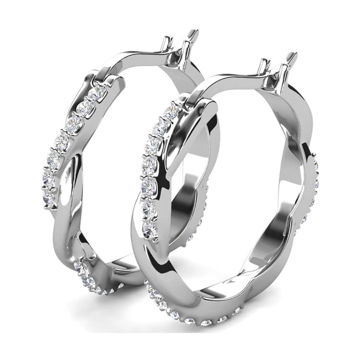 Cate & Chloe Lauren 18K White Gold Hoop Earrings with Crystals photo 8