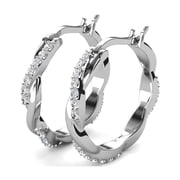 Cate & Chloe Lauren 18k White Gold Plated 22mm Hoop Earrings with Swarovski Crystals for Women