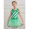 thumbnail image 3 of YUUMIN Kids Girls Christmas Candy Cane Dancewear Sleeveless Striped Figure Ice Dress Ballet Leotard Green 4, 3 of 7