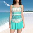 thumbnail image 2 of Fadeal Bathing Suit for Women Women Plus Size Tankini Swimsuits Two Piece Color Block Cutout Flowy Tummy Bathing Suits with Shorts Plus Size Bathing Suit for Women Green XL, 2 of 4