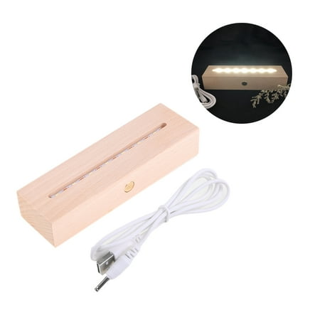 

QUSENLON 1 PC Rechargeable Night Light Wooden LED Luminous Base DIY Production Night Lamp