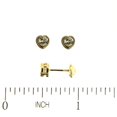 thumbnail image 2 of 18K Solid Yellow Gold White Zirconia Heart Covered Screwback Earrings, 2 of 2