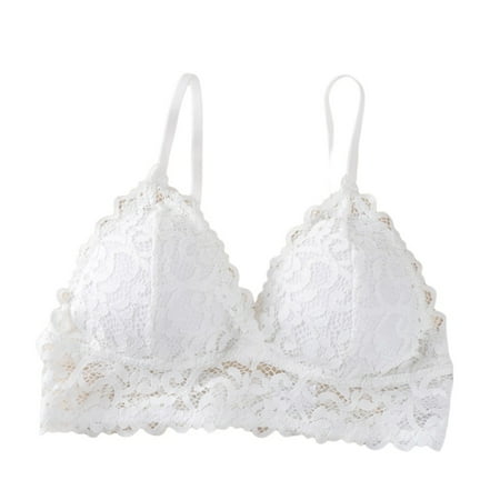 

JANDEL Women Lace Camisole Sexy Bralette with Beauty Back Girl Comfortable Underwear Seamless Bra (White)