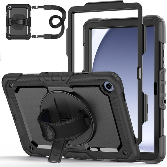 Case for Samsung Galaxy Tab A9 /A9 Plus 11 Inch 2023(SM-X210/X216/X218), Ubearkk Full-Body Drop Protection Case with Screen Protector, 360° Rotating Stand and Hand/Shoulder Strap