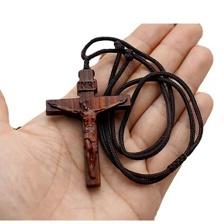 SDJMa Wooden Cross Necklace for Men Women, Jesus Crucifix Cross Wood Pendant Religious Necklace Gifts for Christian Family Friends, Easter Christmas SDJMa Wooden Cross Necklace for Men Women, Jesus Crucifix Cross Wood Pendant Religious Necklace Gifts for Christian Family Friends, Easter Christmas