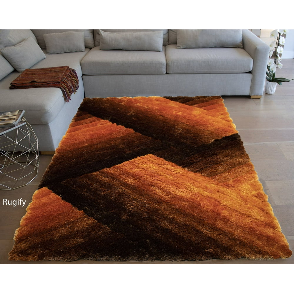 Light Orange Dark Orange 8x10 Feet Pile Rug Fluffy Fuzzy Modern Home Store 3D Kitchen Outdoor