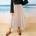 thumbnail image 2 of Sentmoon Jupe Longue Maxi Taille Haute Jupe Femme Confortable Couleur Unie Coupe Régulière Jupe Mini pour Femme pour Usage Quotidien Décontracté P-2TG, 2 of 7