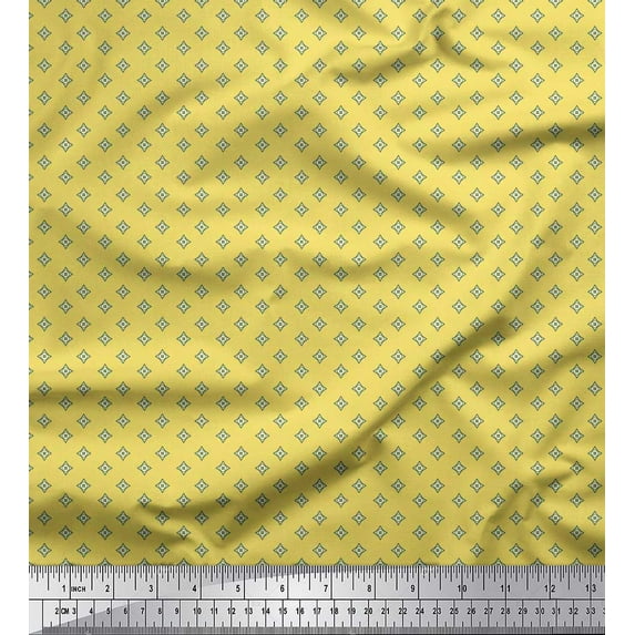 Soimoi Rayon Crepe Fabric Geometric Star Shirting Printed Fabric 1 Yard 46 Inch Wide