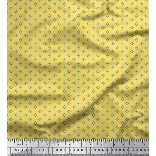Soimoi Poly Georgette Fabric Geometric Star Shirting Printed Fabric 1 Yard 42 Inch Wide