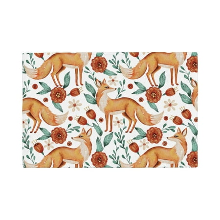 

Table Placemats Set of 4 - Foxes and Floral Harmony 12x18 In Faux Linen Double Heat Resistant Place Mats Cloth Indoor/Outdoor Placemats Washable Table Mats for Dining Kitchen Party