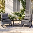 thumbnail image 2 of 3 PCS Rocking Bistro Set, Outdoor Patio Porch Furniture Sectional Chairs with Coffee Table, PE Rattan Patio Furniture Conversation Set for Lawn Pool, Courtyard, Garden, Balcony - Gray, 2 of 9