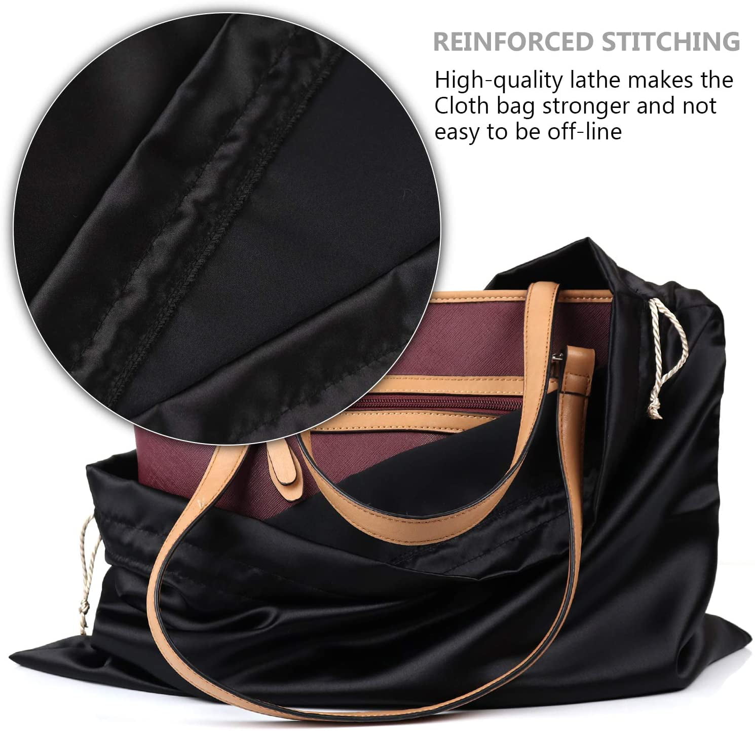 Black Dust Cover Storage Bags Thick Silk Cloth Pouch with Drawstring For Luxuries Handbags Tote Purses Shoes Boots 