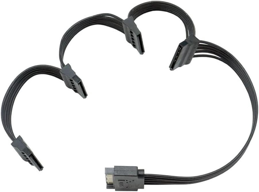 HRTGFD-15 Pin SATA Power Extension Cable SATA Male to Female Extender Cable Adapter for HDD Hard Drive 23inch 58cm (1 to 4)