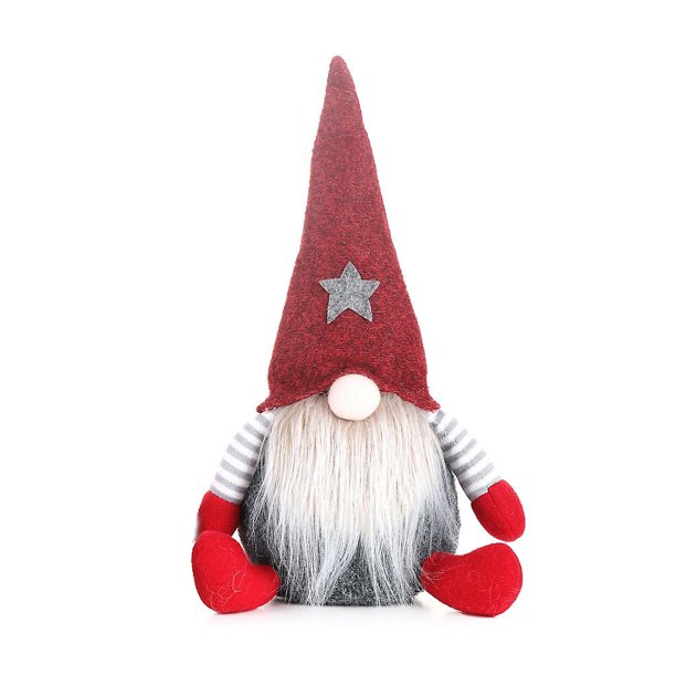 Red Navidad hecha a mano gnomo sueco Santa sentado felpa para adornos de muñecas Navidad Hol