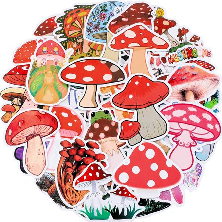 100 Pieces Mushroom Stickers Mushroom Graffiti Sticker for Water Bottle ...