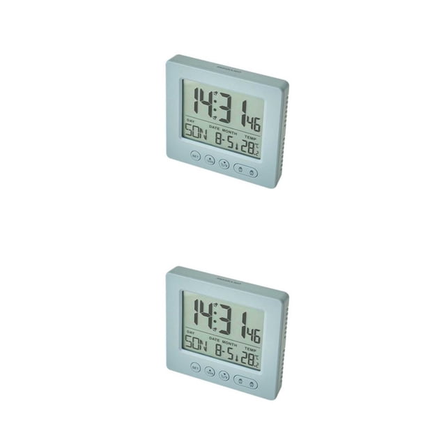 Matsuzay Reloj despertador LCD de alta definición Luz de fondo ajustable Reloj de Relojes LED Humedad Relojes de escritorio multifunción Gris Gris 2Conjunto