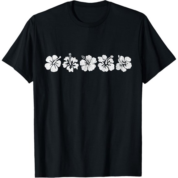 Hawaiian Aloha Hibiscus Flower Hawaii Surfer T-Shirt men and women can wear, black, white, gifts