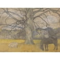 thumbnail image 2 of Richard Nicolaüs Roland Holst 18x14 Black Ornate Wood Framed Double Matted Museum Art Print Titled - Bare Beech on a Meadow with Sheep and a Horse (1897), 2 of 5
