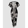 thumbnail image 6 of CHICME Womens Dresses Floral Print Deep V Neck Casual Ruched Slit Bodycon Party Midi Dress Black-S, 6 of 9