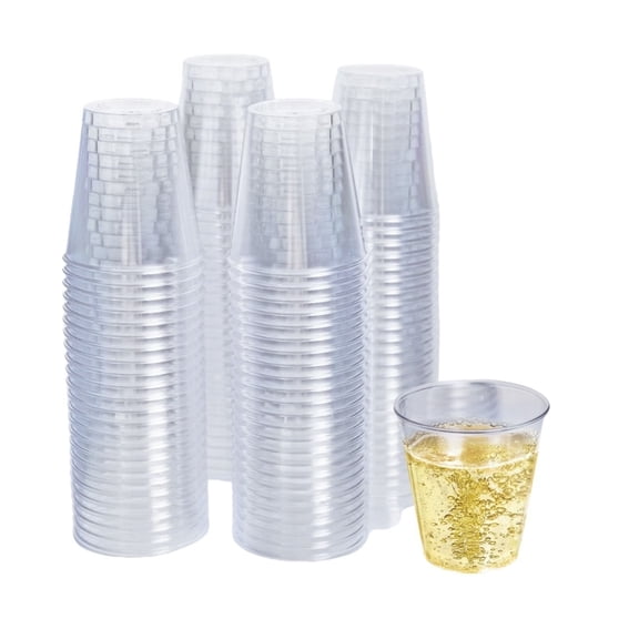 100 Pack 1oz Clear Plastic Disposable Shot Glasses for Whiskey Vodka Tasting