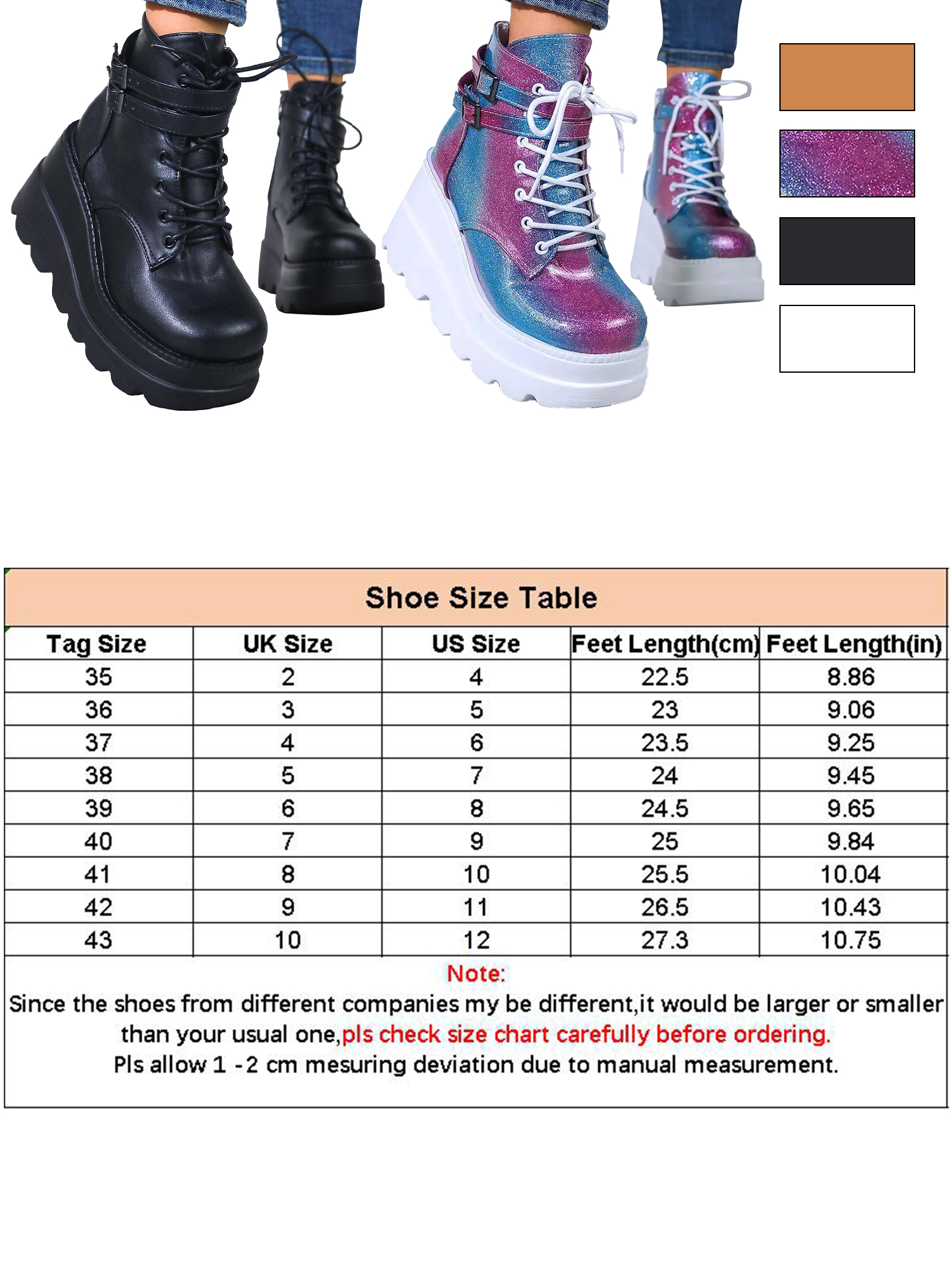 Wazshop Womens Shoes Platform Shoes Ankle Boots High Heel Shoes Round Toe Casual Shoes - image 2 of 3