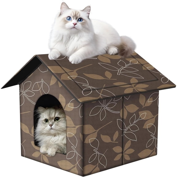 RYLZX Large Outdoor Cat House Cat House for Outdoor and Indoor Use - Waterproof Shelter for Cats, Dogs, and Feral Animals (Brown)