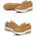 thumbnail image 4 of LOVZFMLL Sneakers for Women Comfort Lace-Up Wedges Shoes Non-Slip Fashion Walking Running Gym Athletic Workout Shoes Khaki 9, 4 of 5