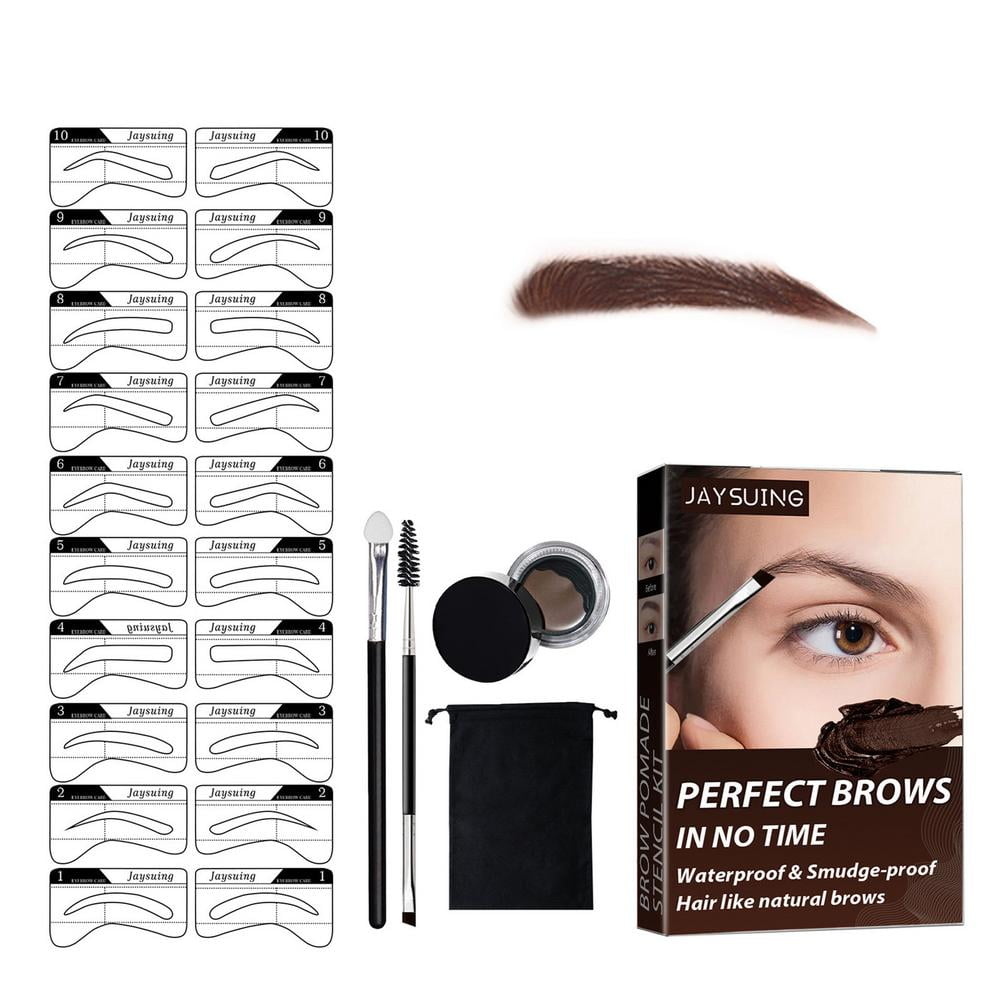 Huoge Eyebrow Cream Set Waterproof Eyebrow Kit with Sponge Applicator Eyebrow  Stencil Kit with 20 Reusable Eyebrow Stencils expert - Walmart.com