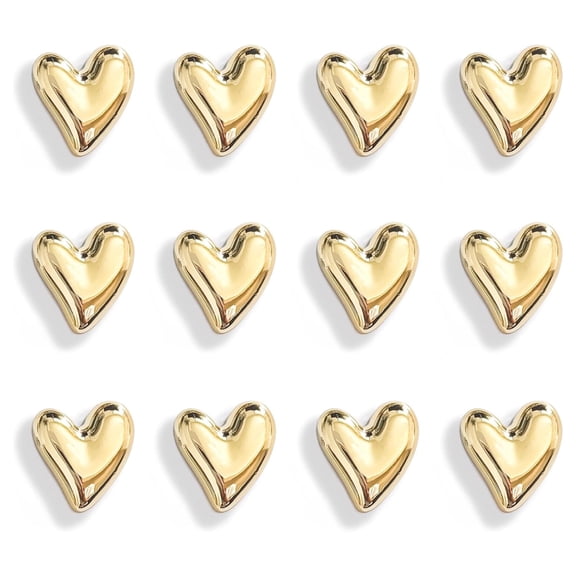 Appoft 12Pcs Fridge Magnets,Cute Love Heart Decorative Magnets, Refrigerator Magnets for Whiteboard Cabinet Locker,Strong Holding Power,Gold