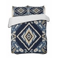 thumbnail image 2 of Quilts Queen Size, Navy Blue Brown Boho Soft Comforter Bedding Set for Bed, Vintage Geometric Southwestern Lightweight Quilted Bedspread with Pillow Cover(2 Pieces) for All Season, 90x96 Inch, 2 of 6