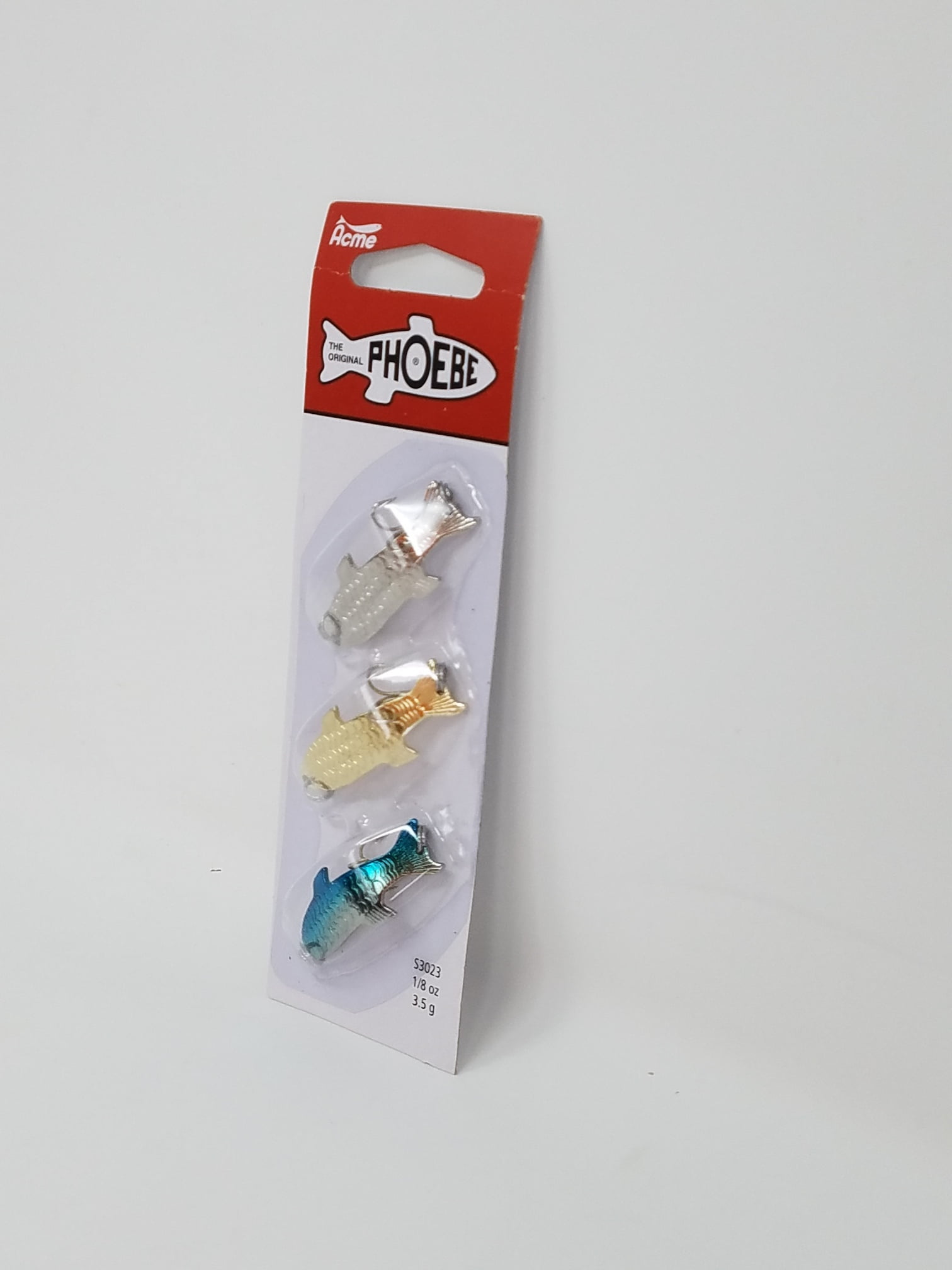 Acme Tackle Phoebe, Fishing Lure Spoon Kit, 3 Pack, 1/8 oz., Silver, Gold, Neon Blue