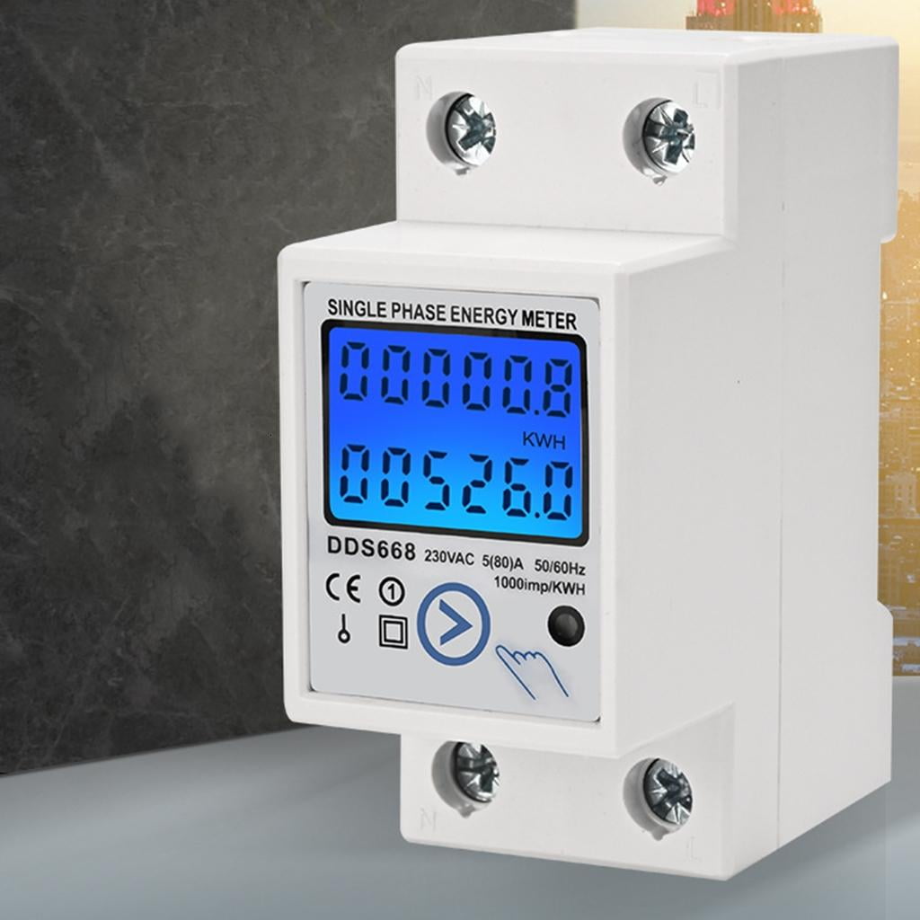 Electricity Meter Din Rail Consumption Wattmeter Monitors Multimeter LCD Display