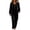 Black, variant on Tqcoqu Women's Velour Pajama Set,V Neck Button Long Sleeve Top & Elastic Waist Wide Leg Pants,Soft Loungewear Outfit Set for Women,Black Women's S-XXL