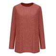 thumbnail image 4 of Women's New Solid Color Long Sleeve Round Neck Knitted T-Shirt Casual Top for Women Comfortable Stylish Knit Shirt Casual Long Sleeve Top, 4 of 6