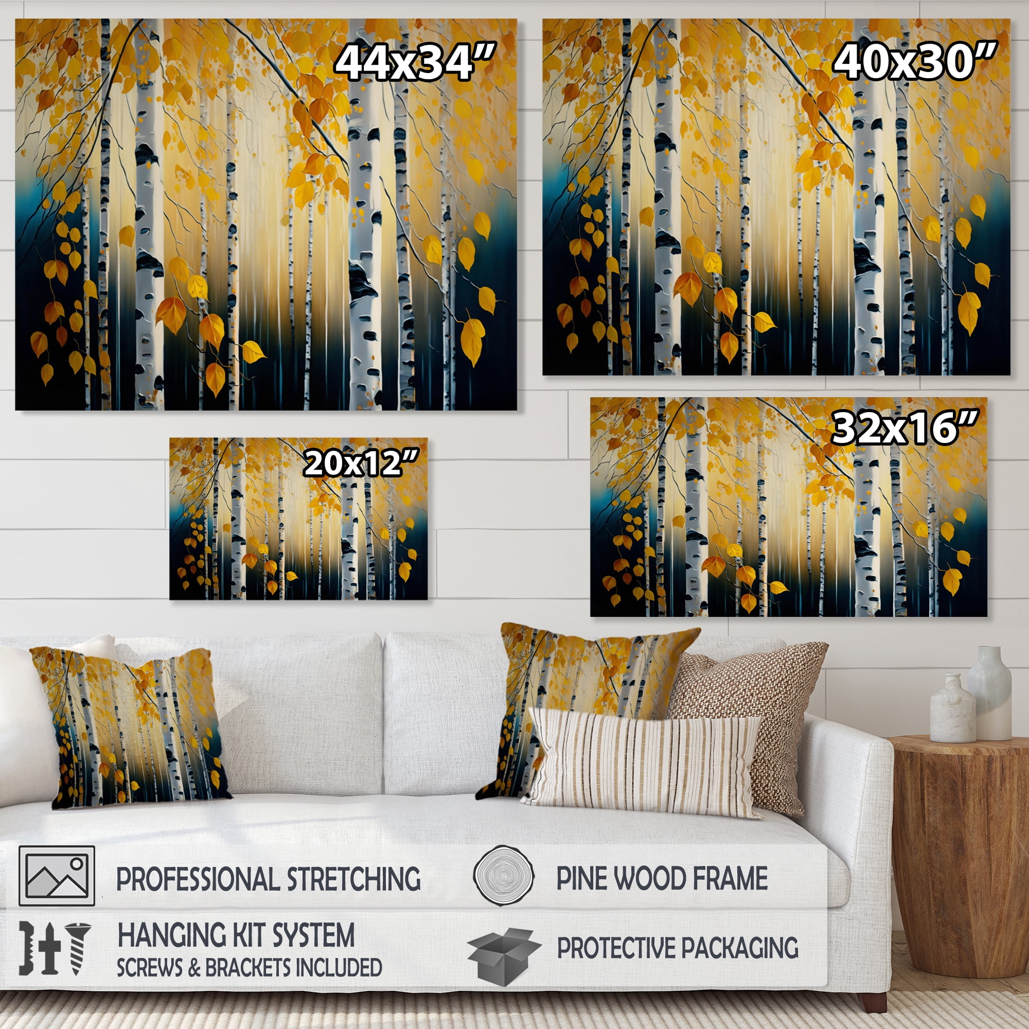 Designart Into A Golden Birch Forest I Canvas Wall Art