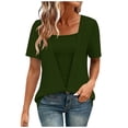 thumbnail image 2 of RongHuan Faux 2Piece Blouses for Women Square Neck Short Sleeve T-Shirts Summer Fashion Solid Tunic Tops Casual Basic Blouse, 2 of 6