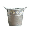 thumbnail image 1 of Retro Wrought Iron Hanging Flower Bucket - Iron, Silver, Embossed Flower Patterns, For Dried/Fresh Flowers/Potted Plants, 1X Bucket, 1 of 3