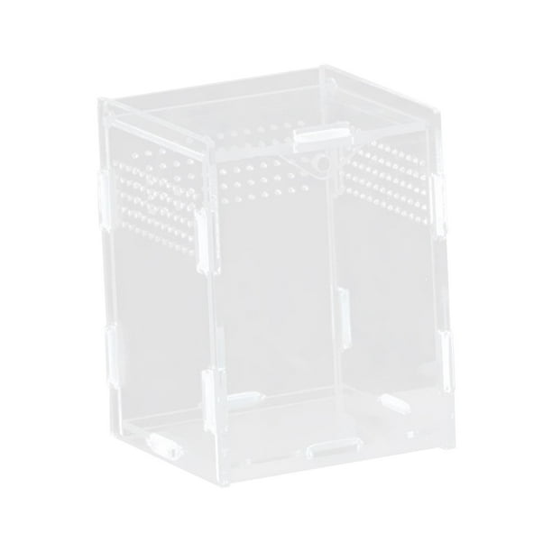 Caja de alimentación para reptiles, caja de tortugas, hábitat portátil para incubación con orificios de ventilación, jaula para ranas y camaleones. 8x7x10cm