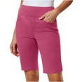 thumbnail image 2 of Hueook Womens Shorts Workout Knee Length Stretch Twill Shorts Thin Waist Pull Regular Hiking Shorts Bermuda Summer Casual with Pockets Hot Pink 5X, 2 of 9