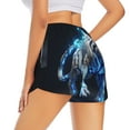 thumbnail image 3 of Haiem Futuristic Blue Light White Tiger Women's 2 in 1 Running Shorts - Lightweight Athletic Workout Gym Yoga Breathable Sports Shorts Liner with Phone Pockets-Large, 3 of 9
