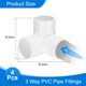 thumbnail image 2 of Conectores de tubería Uxcell de 3 vías, 1.2 pulgadas, codo de grado de muebles, accesorios de salida lateral de 90 grados para muebles y estanterías de jardín (paquete de 4), blanco, 2 of 5
