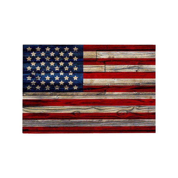 Qocolhg Independence Memorial Day Entrance Door Mat Rustic American Flag Low Profile Tradition Patriotic Decor Outdoor Welcome Mat Non-Slip Carpet Rugs Floor Mat Decorative for Home Bathroom 16x24 in