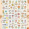 thumbnail image 7 of 12 Sheets Groovy Temporary Tattoos for Kids, Glow in Dark Hippie Tattoos Flower Rainbow Butterfly Fake Tattoos for Birthday Party Favor Supplies, 7 of 7