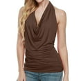 thumbnail image 2 of Dyfzdhu Halter Tank Tops For Women Tops Backless Vest Sleeveless Neck Tank Women Blouse Cowl Drape Womens Blouse Coffee M, 2 of 4