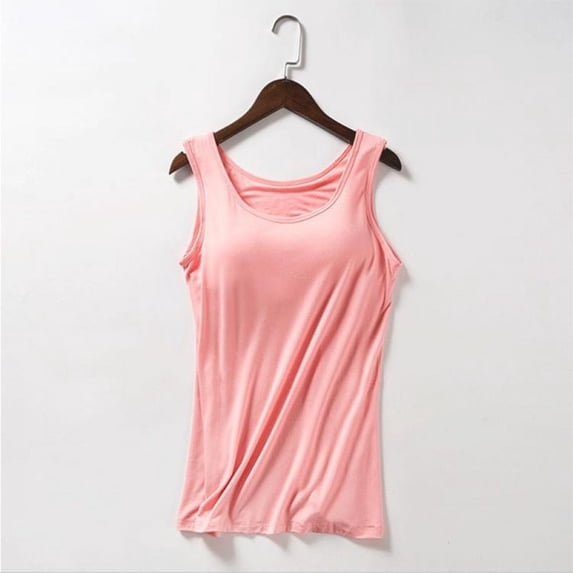 Women Cotton Tank Tops, Casual Sleeveless Solid Padded Tee