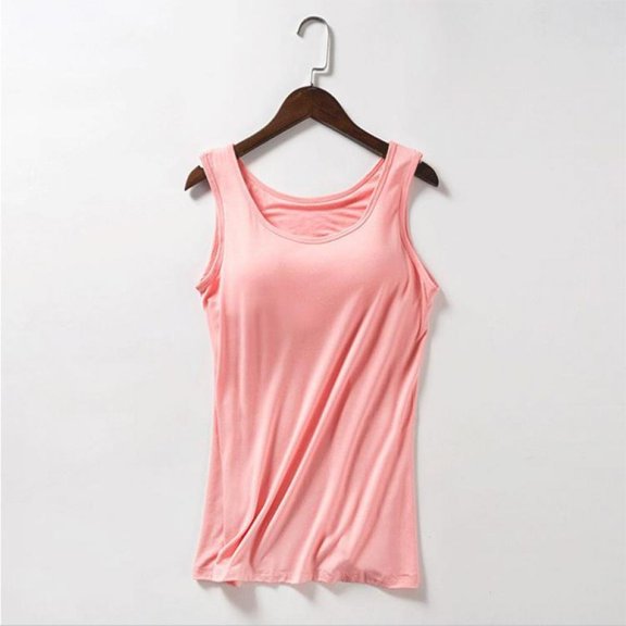 Women Cotton Tank Tops, Casual Sleeveless Solid Padded Tee